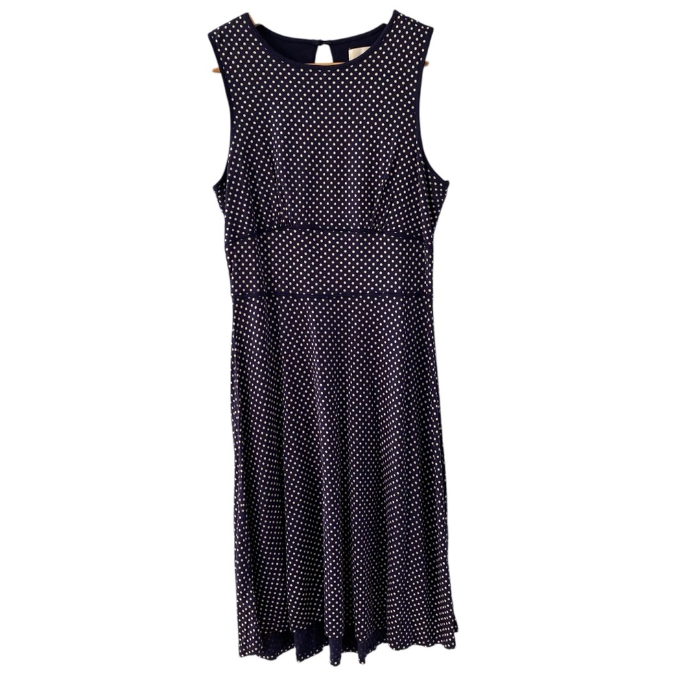 LOFT Navy  Sleeveless Polka Dots Navy/White Keyhole Back Dress SP